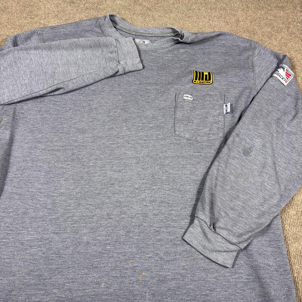 Tyndale Work T-Shirt Mens XL Gray Chest Pocket Long Sleeve Crew Neck Pullover